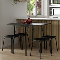 Conjunto Mesa Extensível com 4 Banquetas Preto - Design Moderno e Espaço Otimizado - imagem 1