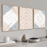 Kit 3 Quadros Estilo Marmorizado Rose Azul Moderno | Decoração Elegante para Sala e Quarto - imagem 4