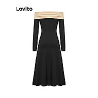 Vestido Lovito Elegante com Blocos de Cores - Estilo Moderno - imagem 2
