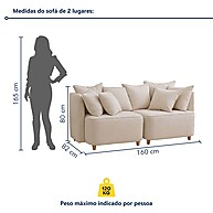 Sofá Liverpool Bipartido 160cm Bege – Conforto e Estilo Moderno - imagem 2
