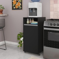 Aparador Esconde Botijão de Gás com Rodízios e Design Moderno Preto - imagem 1
