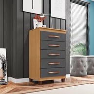 Cômoda Cannes 5 Gavetas em Carvalho Americano Grafite – Design Moderno e Funcionalidade - imagem 2