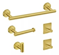 YESOP Kit de Acessórios para Banheiro 5 Peças em Aço Inoxidável Dourado – Moderno e Resistente - imagem 1