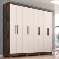 Guarda-Roupa Casal Lisboa 8 Portas com 4 Gavetas - Design Moderno Chocolate/Off White - imagem 2