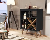 Aparador Porto Belo Buffet com Adega para Bebidas - Design Moderno em Preto e Madeira Natural - imagem 3