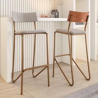 Kit 2 Banquetas Altas Rosê para Cozinha e Balcão | Design Moderno e Conforto - imagem 2