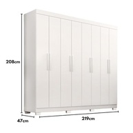 Guarda-Roupa Casal Lisboa 8 Portas com 4 Gavetas e Pés Altos - Design Moderno Branco - imagem 3