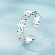 Anel Prata 925 Bamoer: Design Puzzle Moderno - imagem 2
