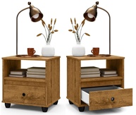 Kit 2 Mesas de Cabeceira Freijó com Gaveta - Design Retro Moderno para Quarto - imagem 1