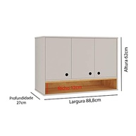 Armário Aéreo 3 Portas com Nicho - Design Moderno para Cozinha e Área de Serviço (Off White e Cinamomo) - imagem 3