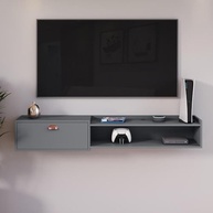 Rack Bancada Parede Home Supremo para TV 55" com Nicho e Porta Concha - Design Moderno Cinza - imagem 3