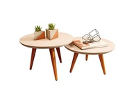 Mesa de Centro Redonda Tripé Retro - Design Moderno com Acabamento Off White - imagem 2