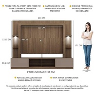 Rack Estante TV 65" com LED Berlim Multimóveis – Moderno Painel Madeira/Laca Fumê - imagem 4