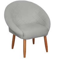 Poltrona Capitonê Cinza em Veludo com Pés de Madeira - Design Moderno para Sala e Recepção - imagem 1