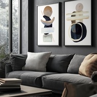 Kit 2 Quadros Decorativos Abstrato Equilíbrio Orgânico – Tons Neutros Modernos com Moldura - imagem 4