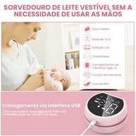 Bomba de Tirar Leite Mãos Livres Elétrica Rosa - 3 Modos e 10 Níveis de Sucção - imagem 4