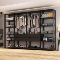 Guarda-Roupas Closet Modulado 270cm 4 Peças com 4 Gavetas e Cabideiros Multimóveis MP4321 Preto - imagem 2