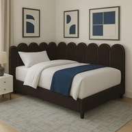 Cabeceira de Cama King 10 Módulos Nuvem 45x20cm Estofada Marrom Moderna - imagem 2