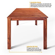 Conjunto Sala de Jantar com Mesa Quadrada e 6 Cadeiras Mogano - imagem 2