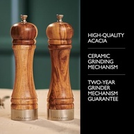 Cole & Mason Conjunto De Presente Camden Traditional Acacia 7" - Moinhos Cozinha Com Moagem Ajustável, Moedor Que Realça O Sabor, Sal E Pimenta Para Uma Experiência Suave - imagem 2