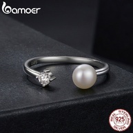 Anel Prata 925 Bamoer: Pérola e Moissanite - imagem 2