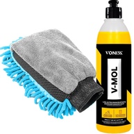 Kit Essencial Estética Automotiva Vonixx: Shampoo V-Mol 500ml + Luva Tripla Ação Azul Karbox - imagem 1
