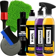 Kit Completo Limpeza e Estética Automotiva Vonixx: Cera Tok Final, Shampoo V-Mol, Pretinho e Acessórios - imagem 1
