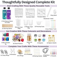 Piccassio Kit de Resina Epóxi para Iniciantes - 208 Peças com Moldes, Flores Secas e Ferramentas - imagem 4