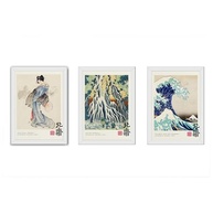 Kit 3 Quadros Katsushika Hokusai 18x24 cm - Moldura em Madeira com Vidro - Arte Japonesa Clássica - imagem 5
