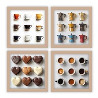 Kit 4 Quadros 18x18 cm - Cantinho do Café com Xícaras | Moldura com Vidro e Acabamento Premium - imagem 4