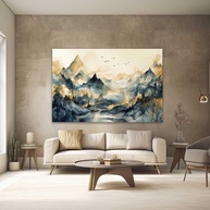 Quadro Decorativo Paisagem Montanhas 100x70cm | Canvas Premium com Moldura de Madeira Maciça - imagem 1