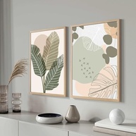 Quadros Decorativos com Moldura Folhas Clean Verde Rosa - Kit com 2 Peças 30x40cm - imagem 3
