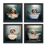 Kit 4 Quadros 18x18cm com Moldura e Vidro - Decoração Banheiro e Lavabo - imagem 1