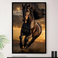 Quadro Decorativo Cavalo Marrom Corrida Forte A4 23x33cm - Moldura Premium com Impressão em Alta Definição - imagem 2
