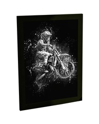Quadro Decorativo A4 Motocross Moto Motoqueiro - Alta Definição com Moldura em Pinus - imagem 1