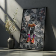 Quadro Decorativo Astronauta Leitor com Moldura - Espaço, Livros e Geeks | Decoração Nerd Moderna para Quarto e Sala - imagem 1