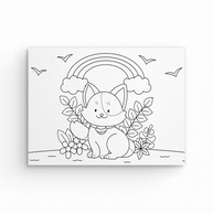 Tela para Pintura Infantil Gato - Canvas 20x15cm com Moldura de Madeira - imagem 1