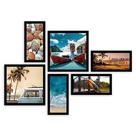 Conjunto com 6 Quadros Decorativos com Moldura - Tema Praia, Mar, Kombi e Coqueiro para Decoração de Casa de Praia - imagem 2