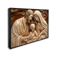 Quadro Decorativo Religioso Sagrada Família - 60x90cm com Vidro e Moldura Preta - imagem 2