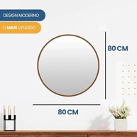 Espelho Redondo Grande Decorativo 80cm com Suporte | Moldura em Metal Preto - imagem 2