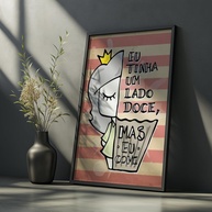 Quadro Decorativo Lado Doce com Moldura - Frases Engraçadas e Criativas para Cozinha, Sala e Quarto - imagem 1