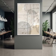Quadro Decorativo Abstrato com Moldura - Design Moderno em Bege, Cinza e Marrom para Sala e Quarto - imagem 1