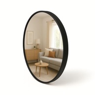 Espelho Redondo com Moldura em Couro Sintético - 50cm | Design Elegante para Sala, Quarto, Escritório ou Banheiro - imagem 3