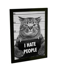 Quadro Decorativo A4 Gato I Hate People - Moldura Pronta para Pendurar - imagem 1