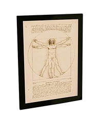 Quadro Decorativo Homem Vitruviano - Leonardo Da Vinci com Moldura em Pinus Reflorestado - imagem 1