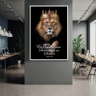 Quadro Decorativo Leão de Judá com Moldura - Estampa 4K para Sala e Quarto - imagem 1