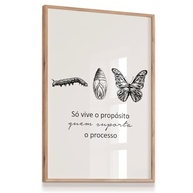 Quadro Decorativo Borboleta Metamorfose com Frase Motivacional 33x43cm - Moldura Carvalho - imagem 2