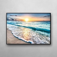 Quadro Decorativo de Parede com Paisagem de Pôr do Sol na Praia - Moldura Premium 60x90cm - imagem 2