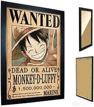 Quadro Decorativo Luffy One Piece - Poster Wanted com Moldura Premium A4 - imagem 1