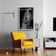 Quadro Decorativo 90x60 Moldura Casal Leões Nunca Foi Sorte - Madeira Premium Preto - imagem 5